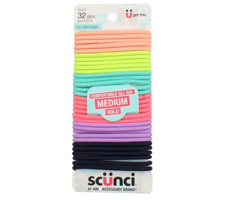 SCUNCI JUEGO DE 32 GOMAS PARA EL CABELLO