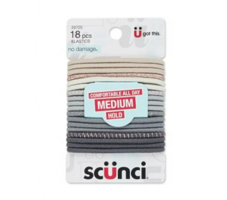 SCUNCI JUEGO DE 18 GOMAS PARA EL CABELLO